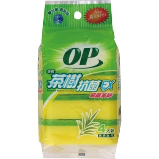 OP茶樹抗菌海綿菜瓜布(4入裝)1PC包x1【家樂福】