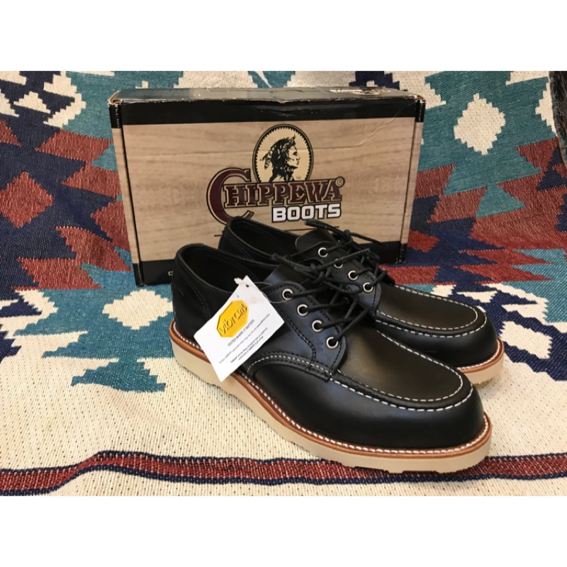 全新 特價 Chippewa moc Oxford 印地安人 方頭 真皮 低筒 靴 復古 騎士黑 red wing 紅翼