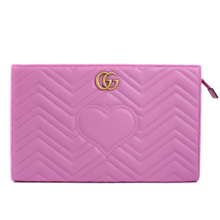 Gucci 古馳 448450  GG Marmont Matelasse 大款智慧平會議/媒體手拿包 粉色