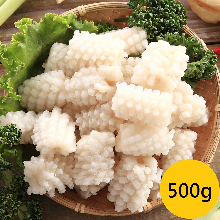 大江生鮮 鮮脆刻花魷魚500g 包 花枝 花枝花 魷魚花 全卷刻花 烏賊 墨魚 魷魚切片 花枝 冷凍生鮮 魷魚 蝦皮購物