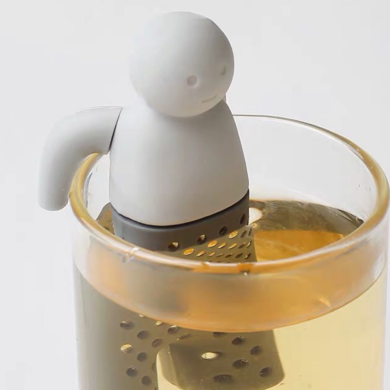 創意泡茶神器小人茶葉過濾器茶漏矽膠濾茶器可愛茶隔網