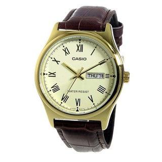 CASIO卡西歐 MTP-V006GL-9B 經典優雅石英男錶 真皮錶帶 學生手錶 防水 咖啡x金