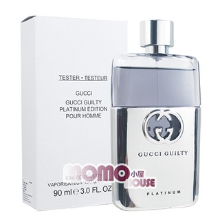 ☆MOMO小屋☆ Gucci Platinum 罪愛 白金 男性淡香水 90ML TESTER 環保盒有蓋