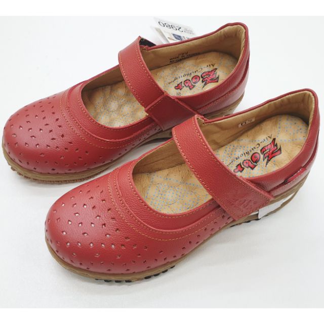 【康美佳鞋城】Zobr路豹新款BB999紅色/黑色手工雙氣墊真皮娃娃鞋