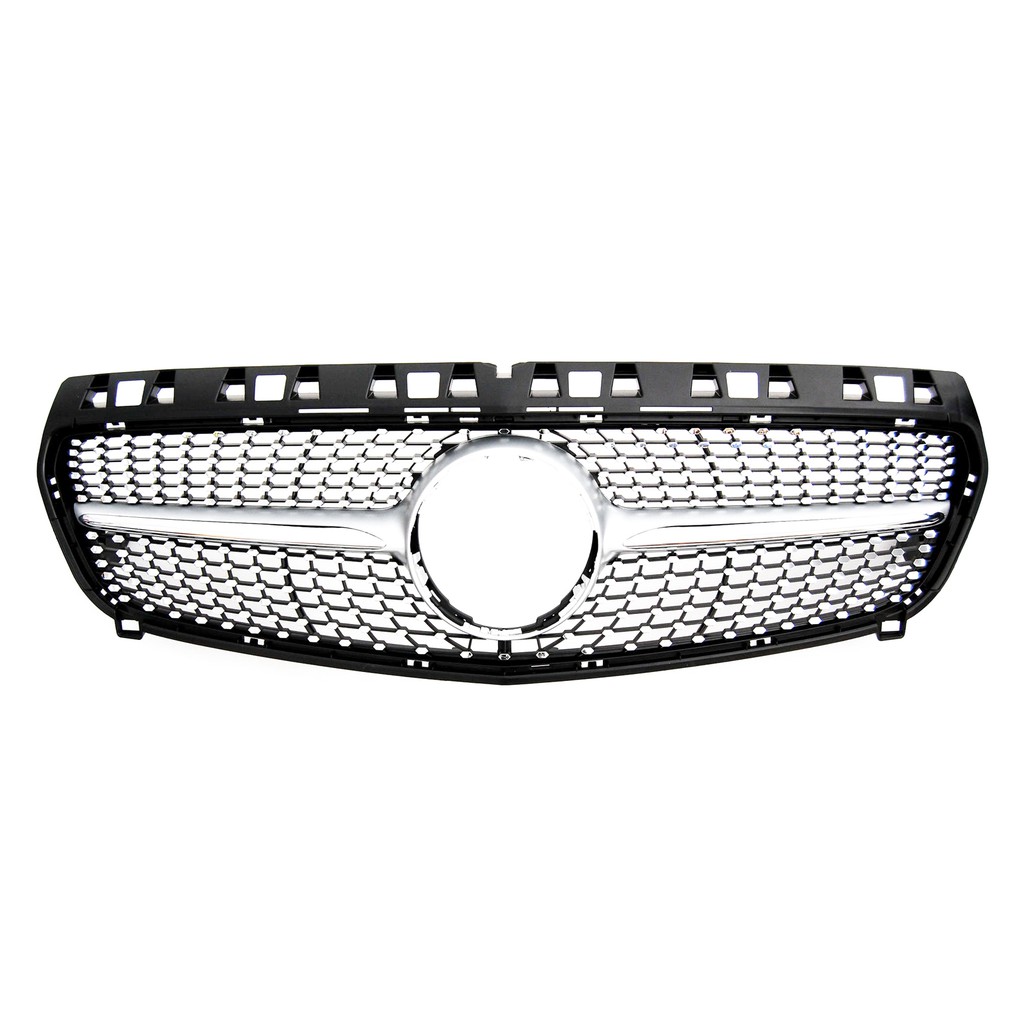 [銀+黑] All Star樣式 ABS水箱罩前格柵鼻頭 賓士Benz A-Class W176 13-15年