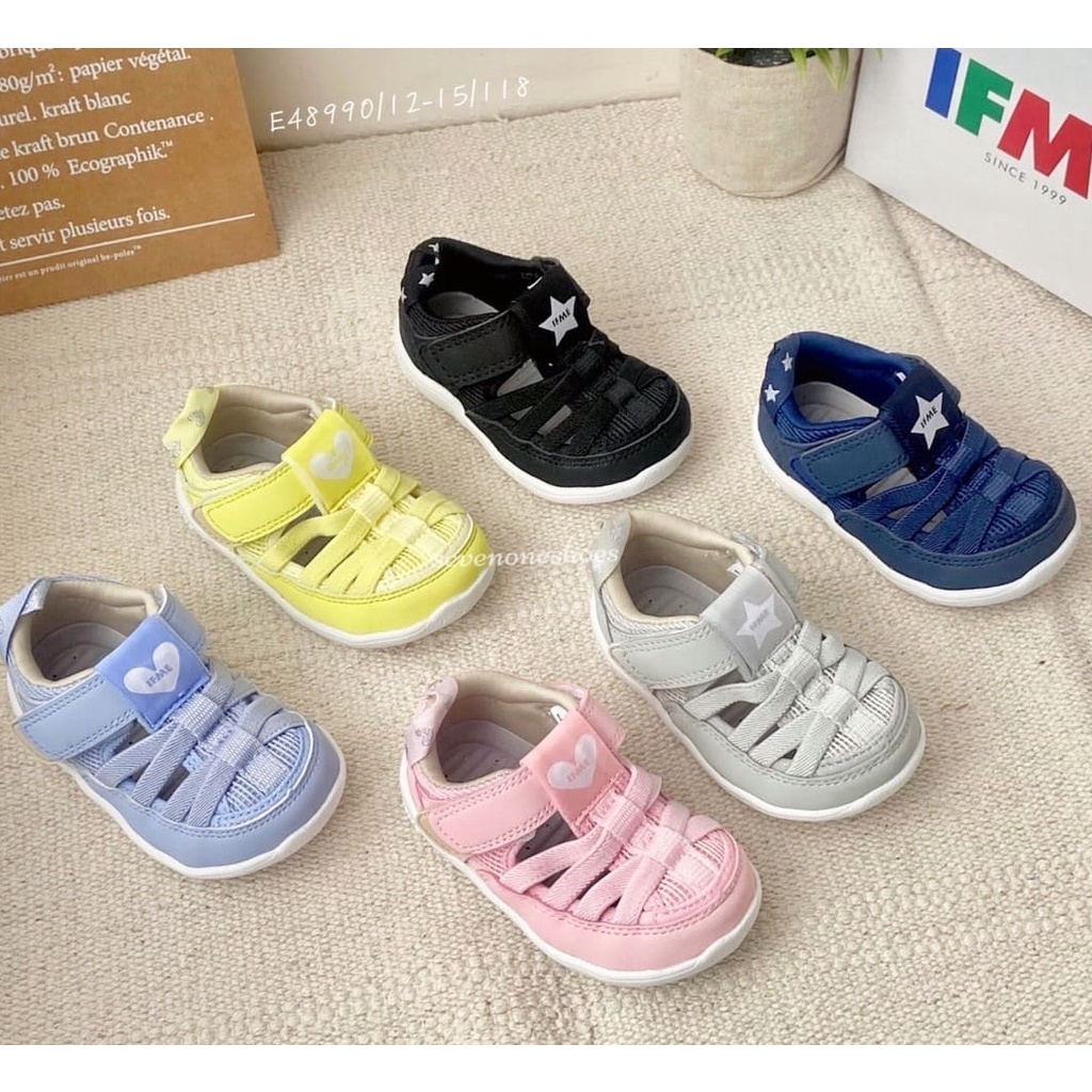 7+1童鞋 (E489黑/藍/灰 E490粉/黃/水)日本品牌IFME 寶寶機能輕量 水涼鞋 學步機能涼鞋12-15CM