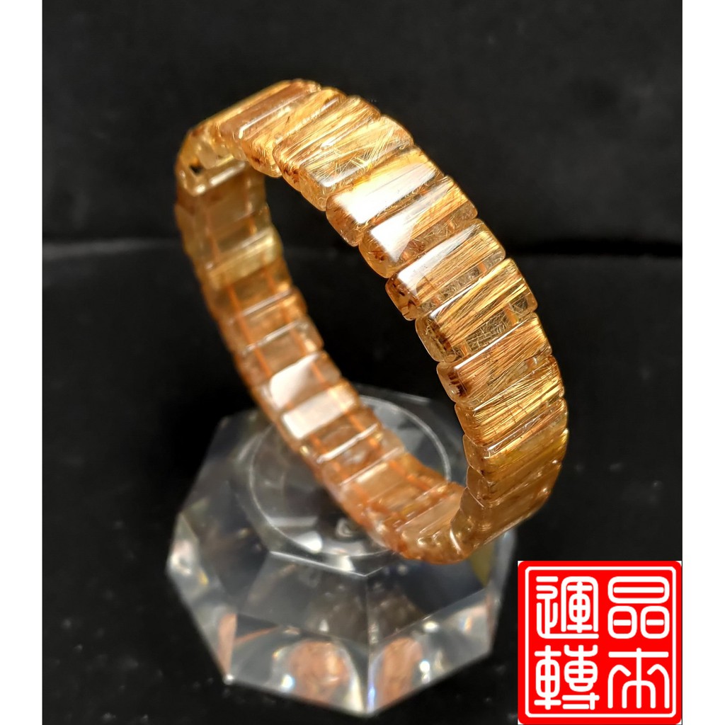 [晶來運轉]鈦晶手排30.3g 13mm 手圍18(Gold Titanium Rutilated Quartz)