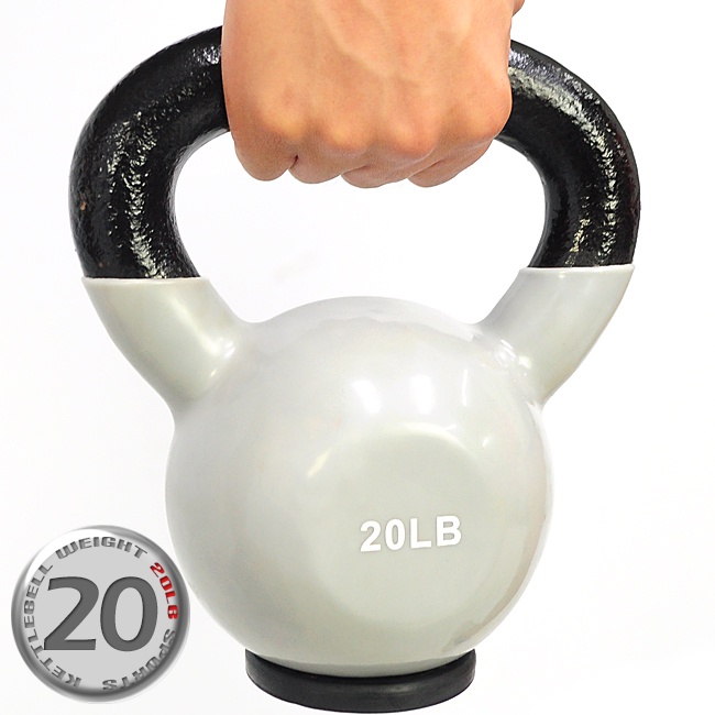 KettleBell包膠20磅壺鈴(實心鑄鐵+橡膠底座)C113-2020浸膠20LB拉環啞鈴9KG搖擺鈴9公斤舉重量