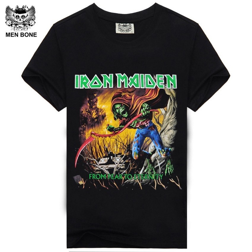 運動風新款 Iron Maiden SummerBlack 重金屬黑色男士 100% 棉 T 恤 DX