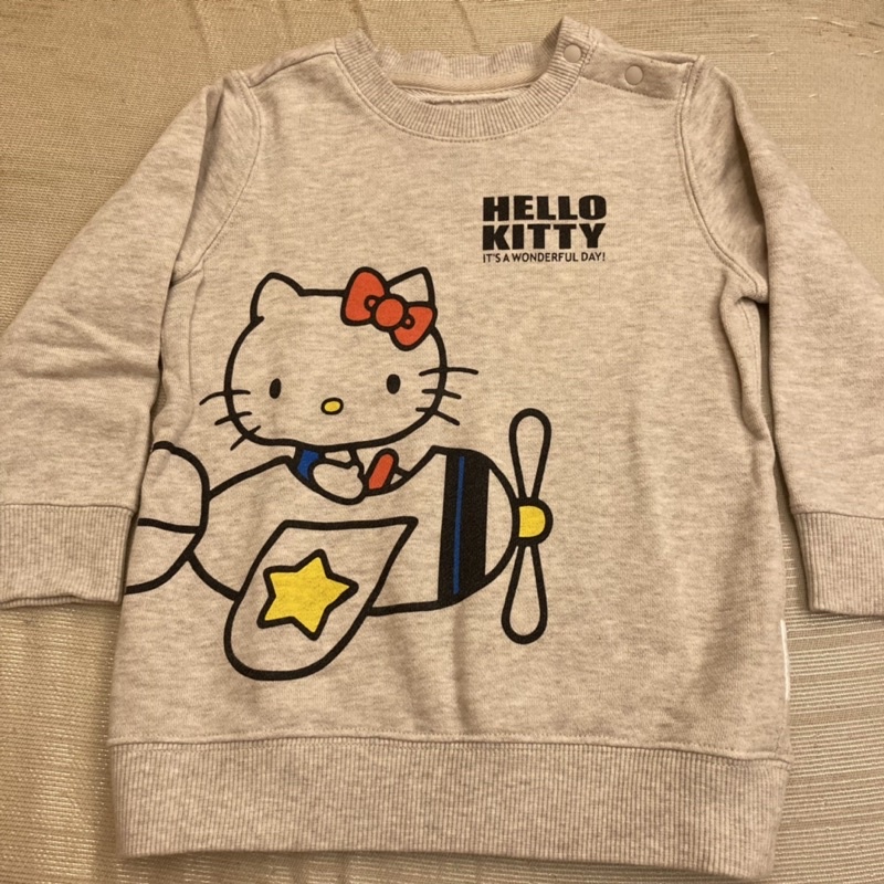 Lativ《米灰Hello Kitty 長袖上衣90cm》- 二手