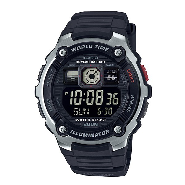 【CASIO】卡西歐運動錶款 十年電力防水電子錶AE-2000W AE-2000W-1B 宏崑時計 台灣卡西歐保固一年