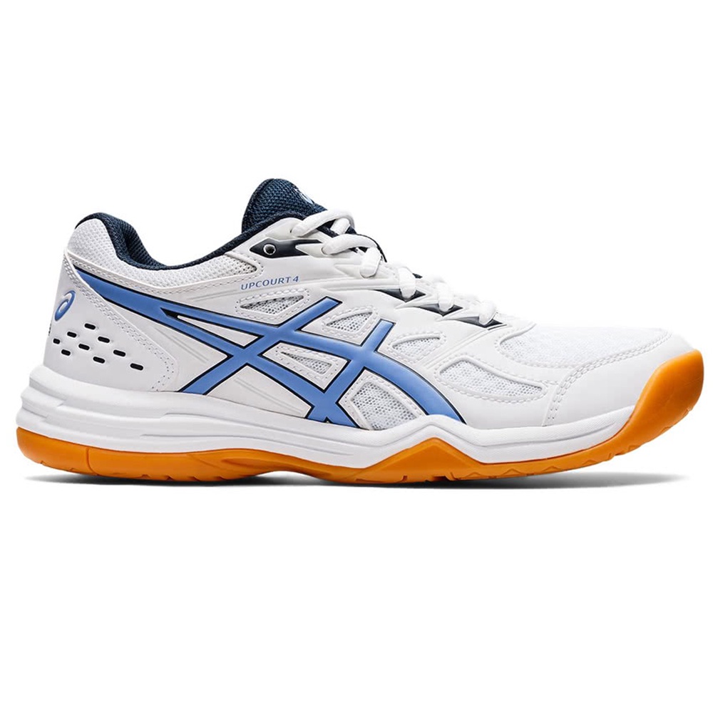 ASICS UPCOURT 4 男鞋 女鞋 排球 羽球 入門款 皮革 透氣 白 藍【運動世界】1072A055-105