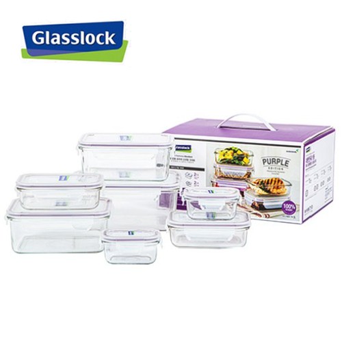 [Glasslock] 紫色版玻璃密封容器 7 件套