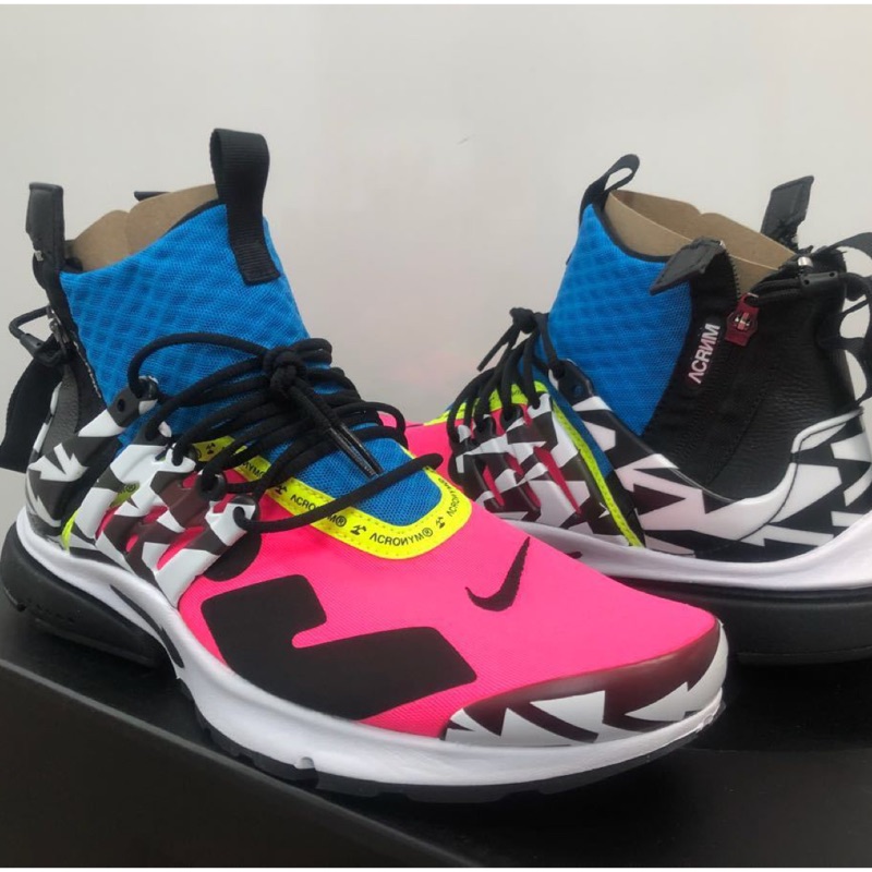 NIKE AIR PRESTO MID x ACRONYM Racer Pink 黑白粉紅 全新真品日本公司貨9號