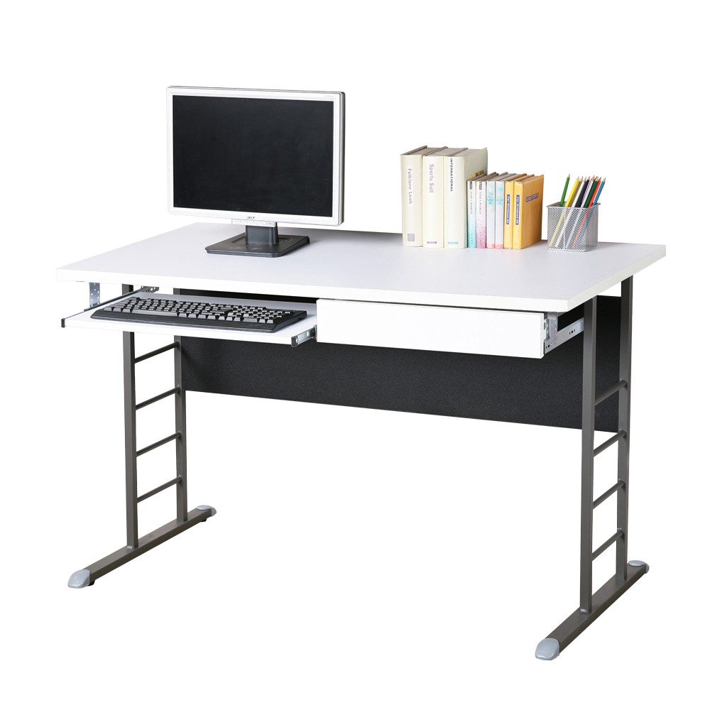 Homelike 馬克120cm辦公桌-加厚桌面(附抽屜.鍵盤架) 書桌 工作桌 電腦桌