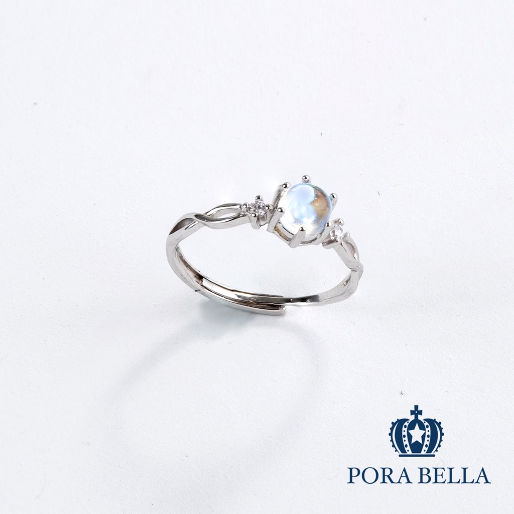 925純銀鋯石戒指 人魚的眼淚 海洋 月光石戒指 淨化戒指 可調開口式 Rings