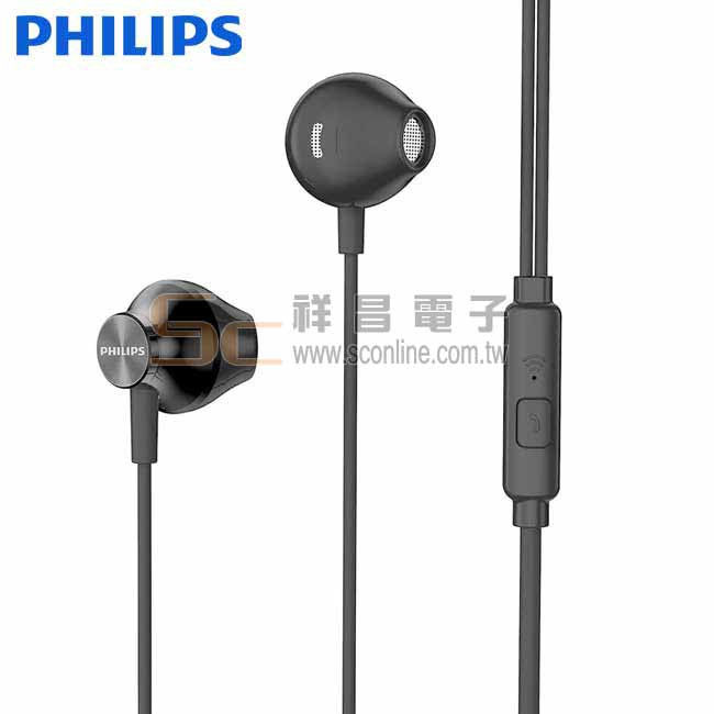 【祥昌電子】PHILIPS 飛利浦 TAUE101BK 入耳式耳麥 3.5mm 耳機麥克風 線控耳機麥克風 (黑色)