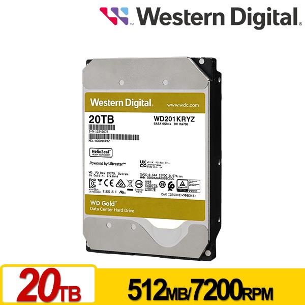 WD 金標 20TB 3.5吋 SATA 企業級硬碟 WD201KRYZ