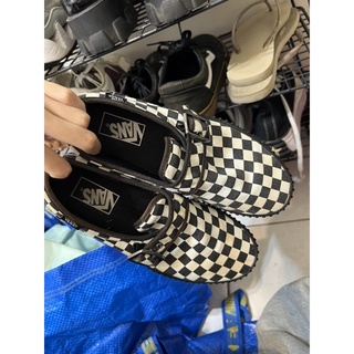 二手 vans 棋盤格 vans黑白 黑白棋盤格 懶人鞋