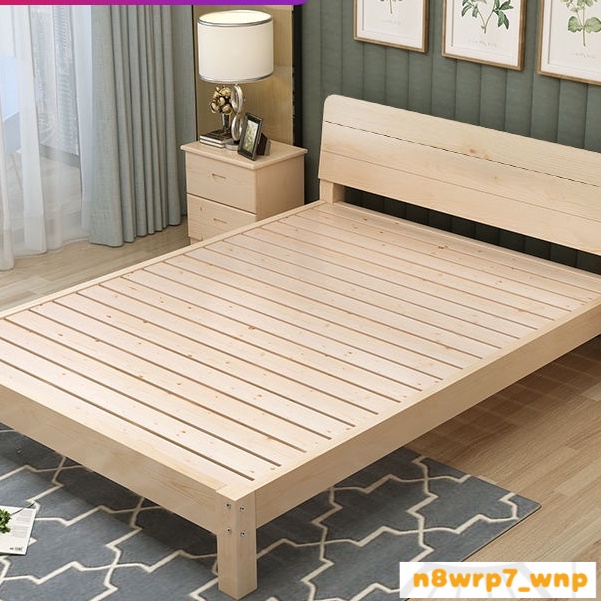 實木床1.5米鬆木雙人經濟型現代簡約1.8m齣租房簡易單人床1m床架