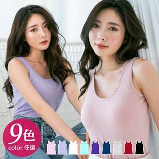 莫代爾 美肌Bra Top 免穿內衣 夏季必穿 內衣T恤 防走光 瑜珈 多色 大尺碼(Free/加大)#598A