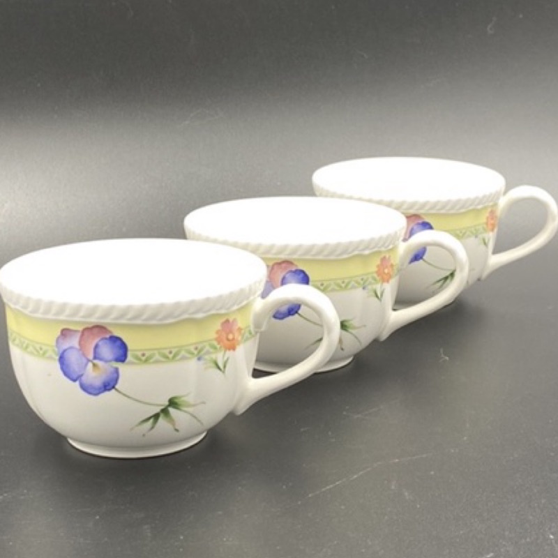 日本Noritake則武微波花卉3只把手茶碗（0810-1-2-8-24）
