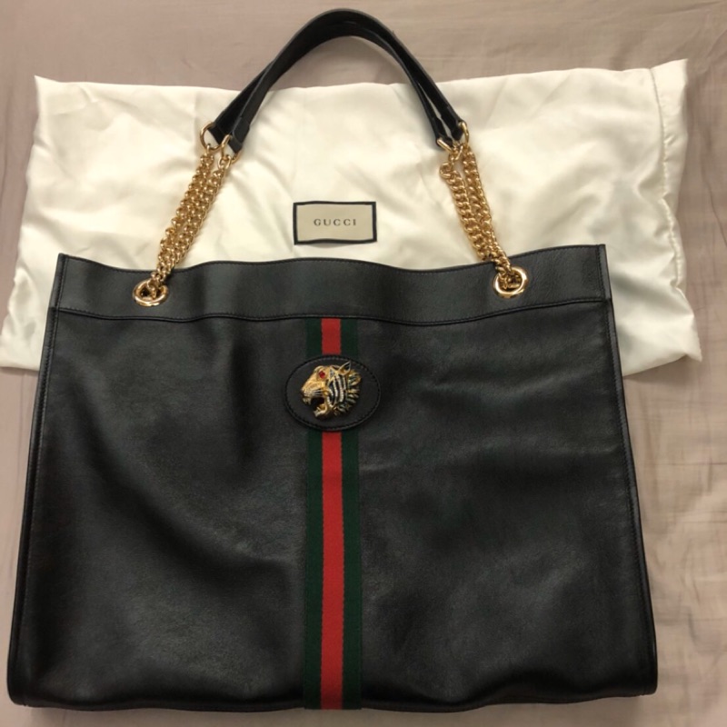 二手良品📍 GUCCI Rajah Tote 虎頭托特包 黑