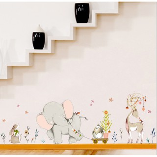 (A150)幼兒園 兒童房 卡通快樂小象動物 可移除 牆面裝飾 壁貼 牆貼 窗貼