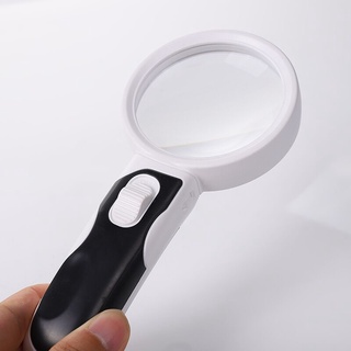 極光商城-5倍90mm雙鏡片手持式兩個LED燈老人讀書看報閱讀燈放大鏡