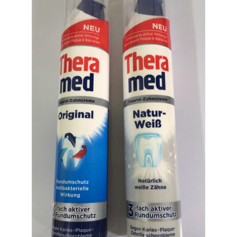 Über 德國 Theramed Spender  100ml 站立式抗菌防齲牙膏 &amp; 美白牙膏二款