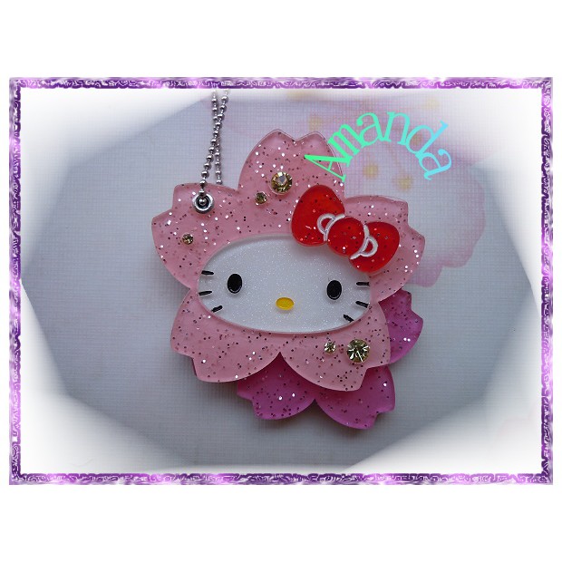 日本帶回 -- (三麗鷗) Hello Kitty 櫻花造型 鏡子吊飾/包包掛飾/珠鍊吊飾