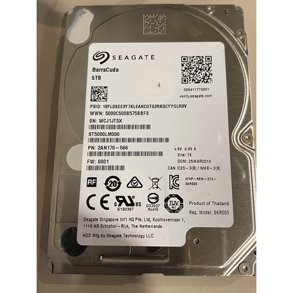 Seagate 5TB 2.5吋  二手良品硬碟 完整測試無壞軌