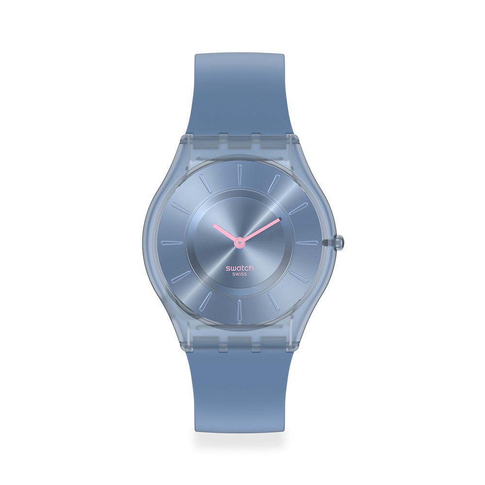【SWATCH】SKIN超薄 手錶DENIM BLUE牛仔藍(34mm) 瑞士錶 SS08N100-S14