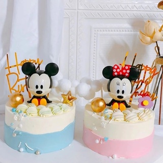熱銷 2 件/套可愛迪士尼娃娃米奇和米妮蛋糕裝飾模型可動人偶嬰兒生日派對兒童玩具用品