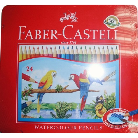 Faber-Castell 輝柏水性色鉛筆紅色精緻鐵盒裝24色組*115925