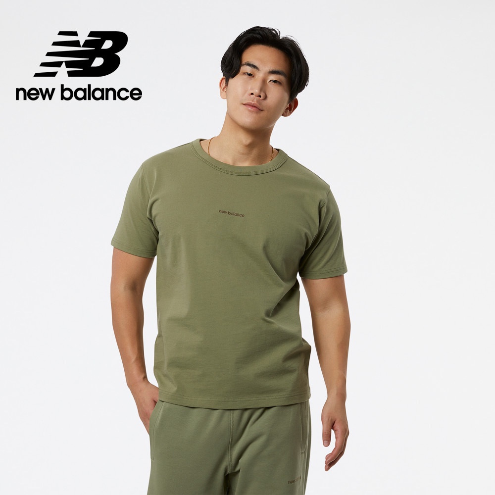 【New Balance】 NB 短袖上衣_男性_綠色_MT23571OLF