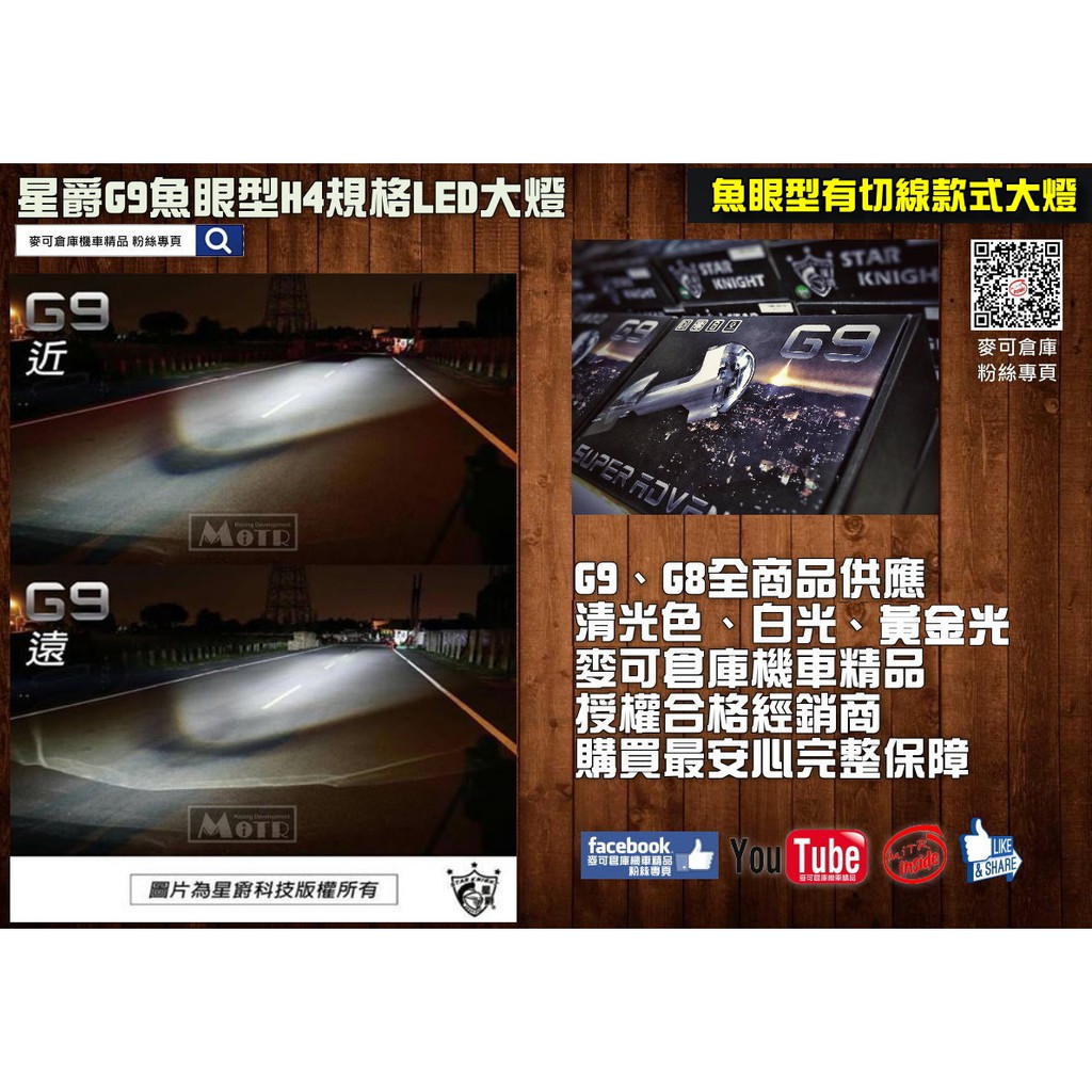 麥可倉庫機車精品 星爵g9 魚眼型h4 Led 大燈 勁戰新勁戰四代三代二代bws Smax 蝦皮購物