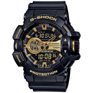 CASIO 卡西歐 GA-400GB-1A9 / G-SHOCK錶冠設計潮流雙顯錶 / 黑金 51.9mm