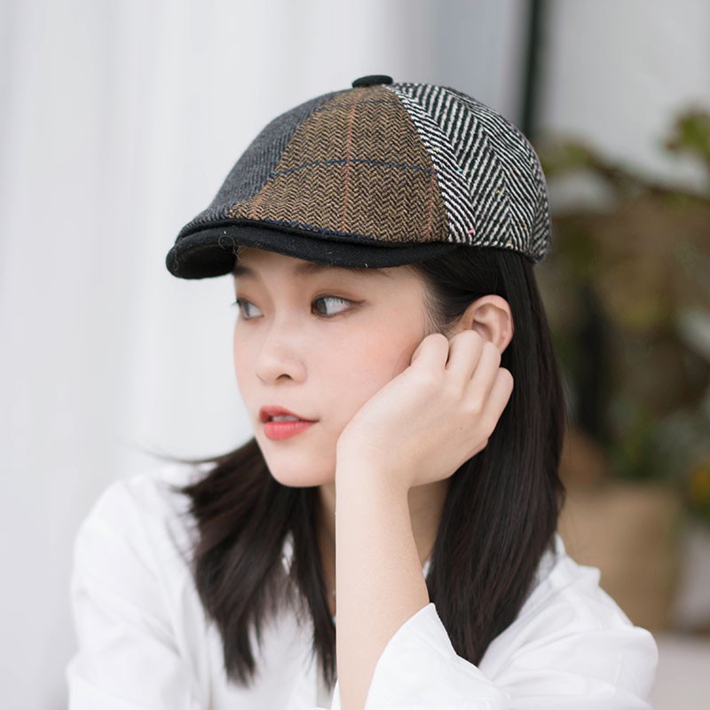 瘋帽子秋冬英倫復古偵探帽女時尚格子前進帽鴨舌帽 蝦皮購物