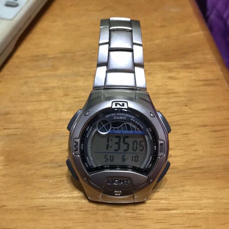Casio W-753 潮汐月相不鏽鋼電子錶