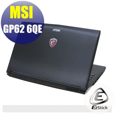 【Ezstick】MSI GP62 2QE 6QE 6QF 7RD 7RE Carbon黑色機身貼 (含上蓋、鍵盤週圍)