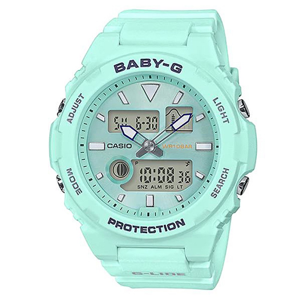 【CASIO】BABY-G G-LIDE 早春海洋系列潮汐運動錶-蘋果綠(BAX-100-3A)正版宏崑公司貨