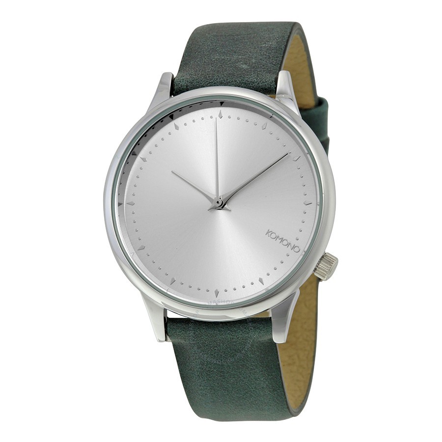 二手 正品 Komono 奧地利品牌 黛兒系列 女用 手錶 銀色錶面 墨綠色錶帶 Estelle Silver