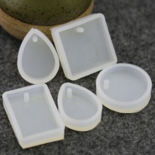 水晶滴膠模 吊墬帶孔 鏡面 項鍊矽膠模具 矽膠模型 翻糖手工方格圓形