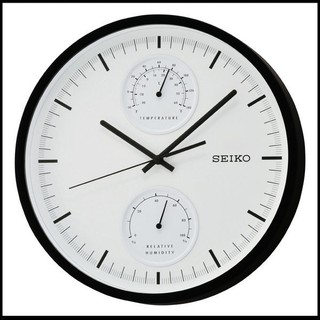 SEIKO精工 滑動式秒針 安靜無聲 溫度／濕度顯示掛鐘（原廠公司貨）型號：QXA525K 11