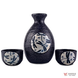 【堯峰陶瓷】日本進口瓷器 蜻蜓紛飛清酒壺(一壺兩杯組/附盒)| 暖暖燒酒入人心 |酒杯套組|現貨在台|