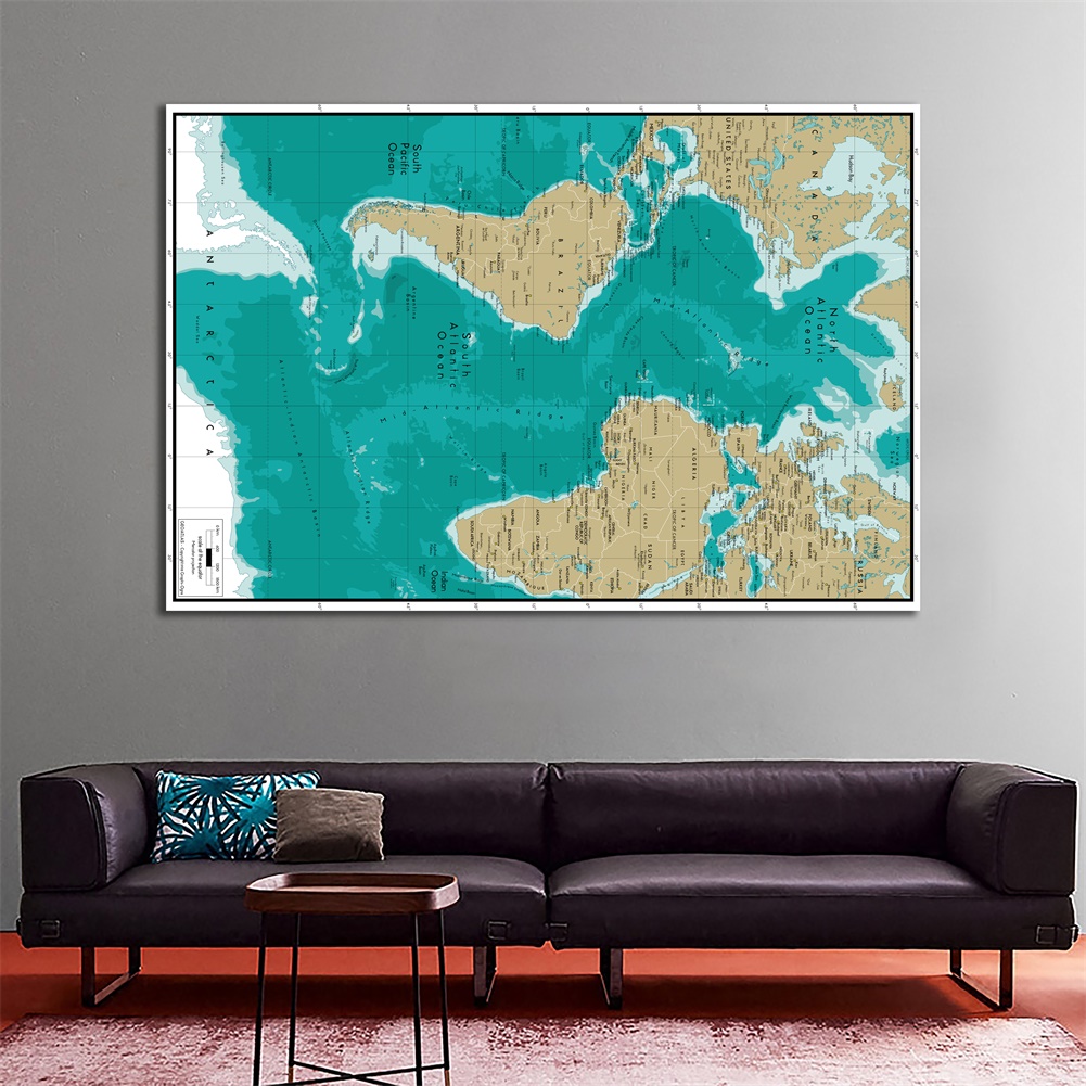 【現貨】南/北大西洋海洋&amp;加拿大&amp;巴西地圖-世界地圖海報背景布牆飾