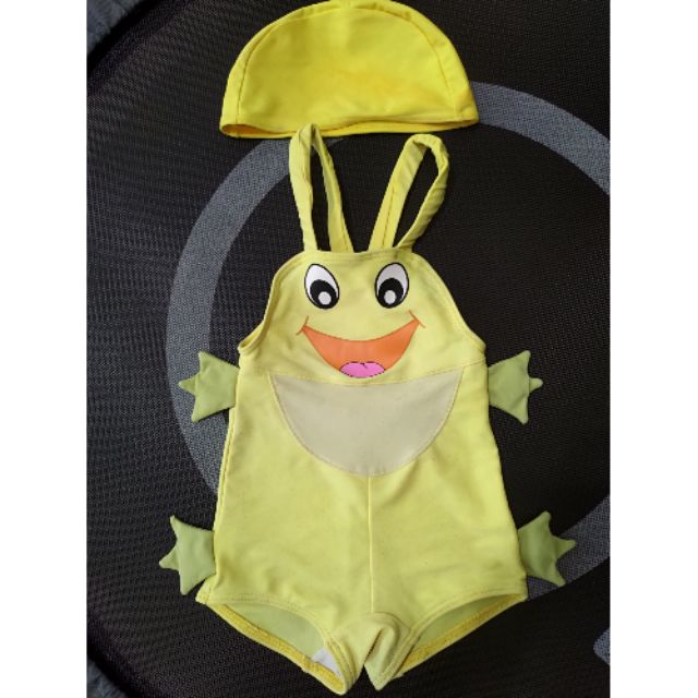 嬰幼兒泳衣套裝  可愛青蛙泳衣 贈泳帽