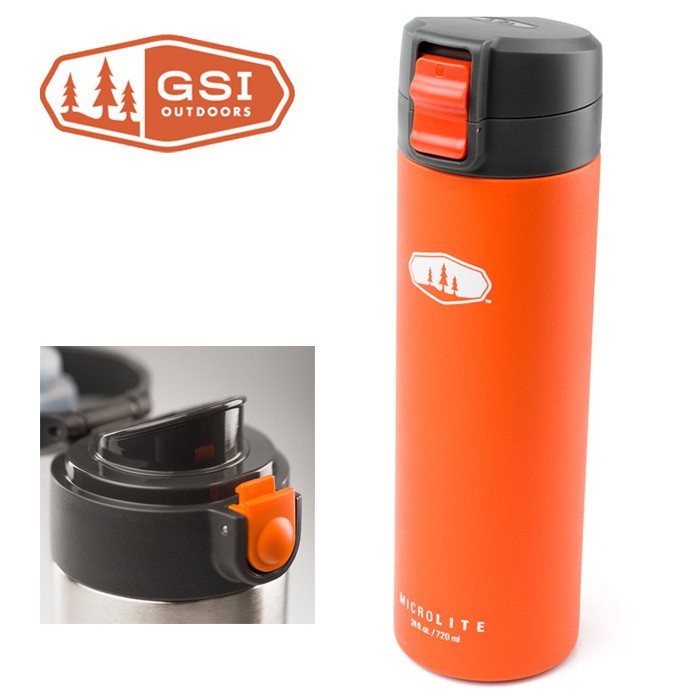 【GSI 美國】Microlite 720 TWIST 輕量不鏽鋼真空保溫瓶 720ml (彈蓋) 橘色 (67127)