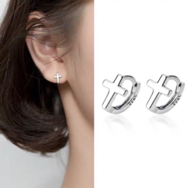 《現貨》香港銀飾代購 HK 十字架耳環 耳扣 S925 純銀耳環 正生耳環 如意貓